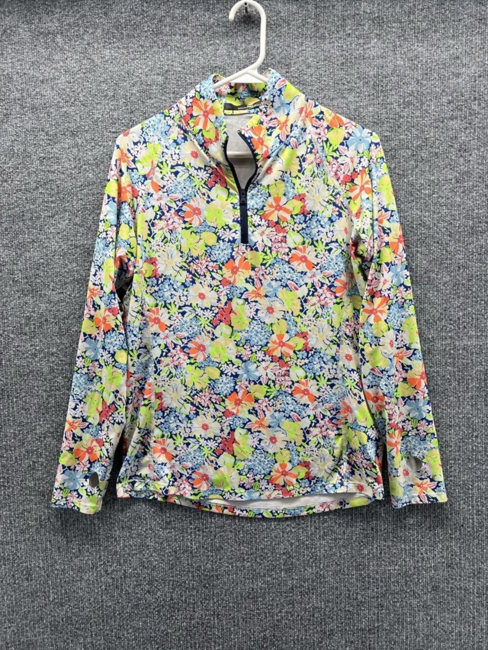 RLX Ralph Lauren Shirt Womens Medium Floral Mock Neck Long Sleeve 1/4 Zip Golf